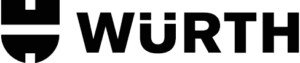 A képen fekete színben látható a Würth cég logója, amelyen a "WÜRTH" szó félkövér, nagybetűs betűkkel látható. Balra egy pajzsszerű szimbólum látható, vízszintes és függőleges vonalakkal félbe osztott, a szakmai rendezvényszervezésben gyakran előforduló elemeket visszhangozva.